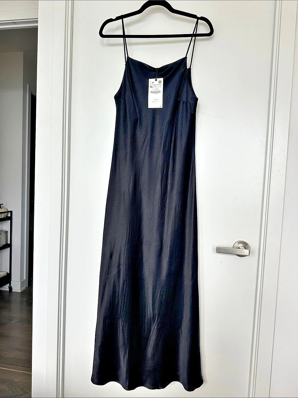 Zara Satin Slip Dress Black Maxi Dress NWT